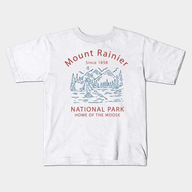 Mount Rainier Kids T-Shirt by Easy On Me